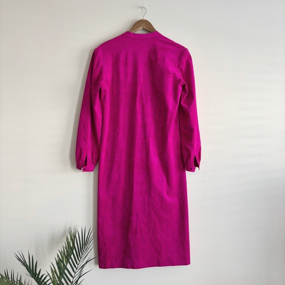 Vintage 70’s Posh Fuchsia Ultrasuede Full Length Coat Dress Sz 8 Mod Retro - Picture 5 of 8